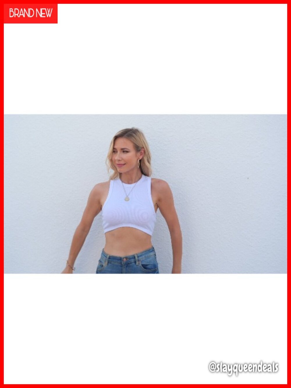 Crew Neck Racerback Knit Ribbed Basic Sleeveless Crop Tank Top - Picture 6 of 7